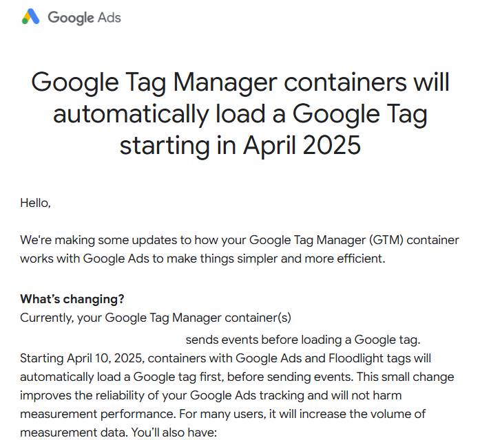 Snapshot of Google Tag Manager containers update